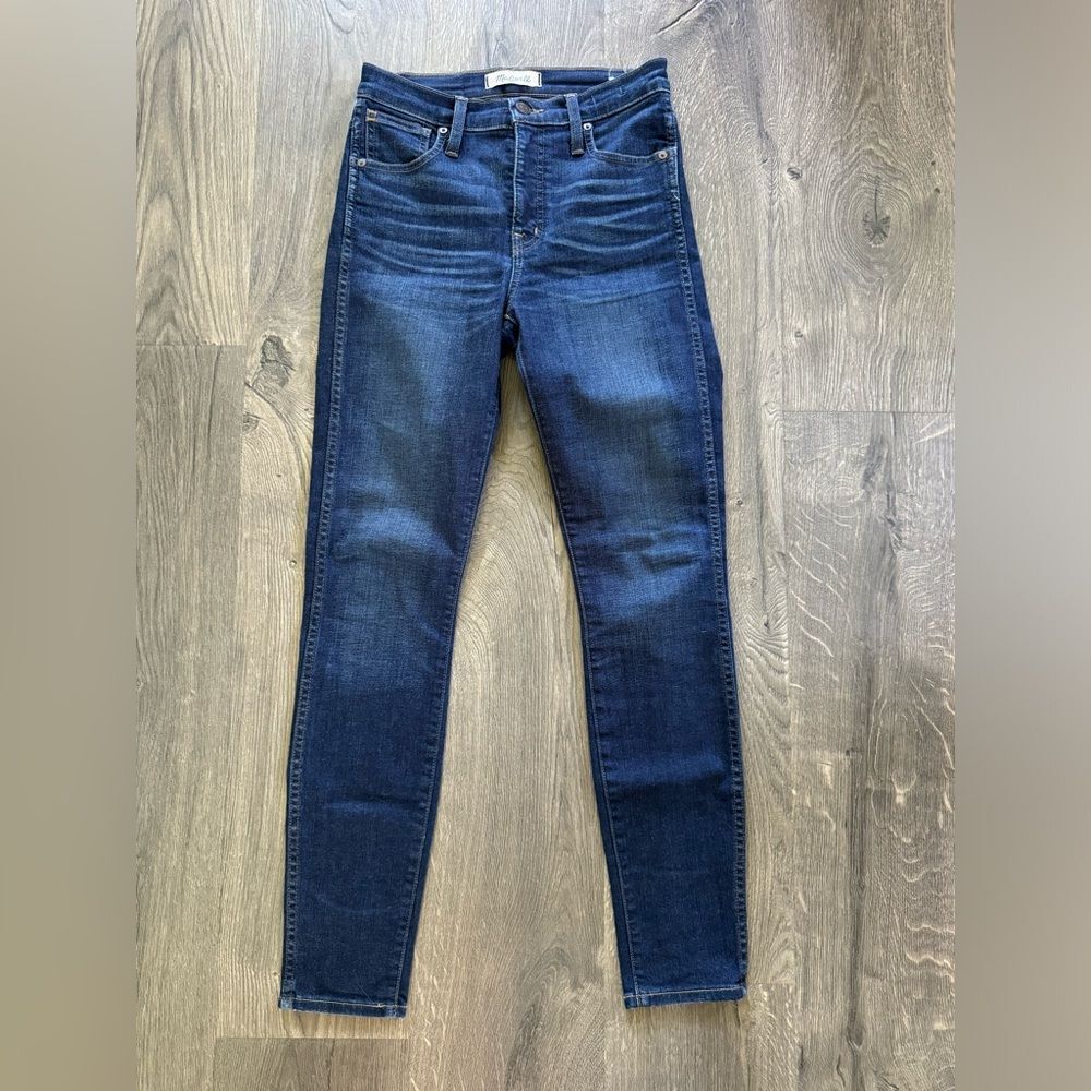 Madewell 10” High Rise Skinny Stretch Jeans in dark blue denim size 25 EXCELLENT